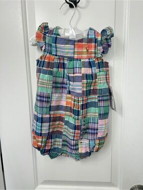 Ralph Lauren Multi-Color Madras Plaid Baby Romper New with Tags